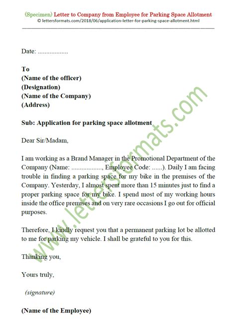 request letter for parking space in office|Sample Letter to Society/Office for Parking Space .